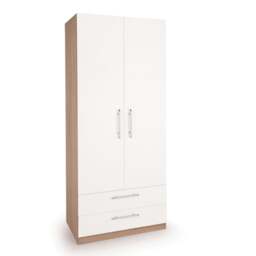 Hyde Double 2 Drawer Wardrobe, White - thumbnail 1