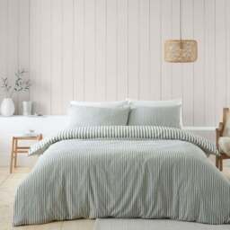 Catherine Lansfield Stripe 100% Brushed Cotton Reversible Duvet Cover & Pillowcase Set - thumbnail 3