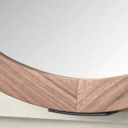 Vermont Light Walnut Wood Veneer Round Wall Mirror - thumbnail 3