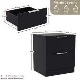Hayes 2 Drawer Bedside Table - thumbnail 6