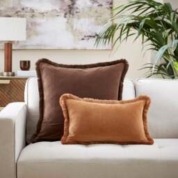 Fringed Cotton Velvet Cushion - thumbnail 1