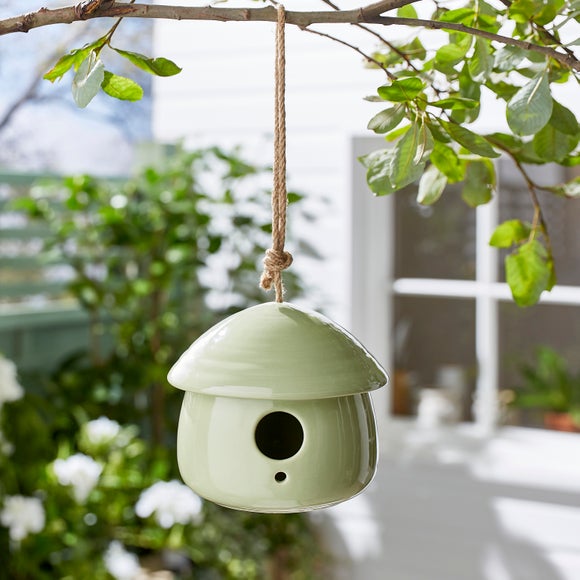Stoneware Bird House Ornament - image 1