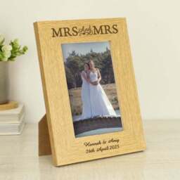Personalised Mrs and Mrs Oak Finish Photo Frame - thumbnail 3