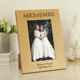 Personalised Mrs and Mrs Oak Finish Photo Frame - thumbnail 2