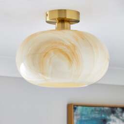 Lacey Alabaster Semi Flush Ceiling Light - thumbnail 1