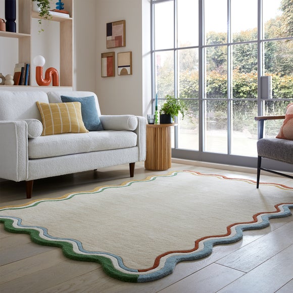 Elements Wave Natural Border Wool Rug - image 1