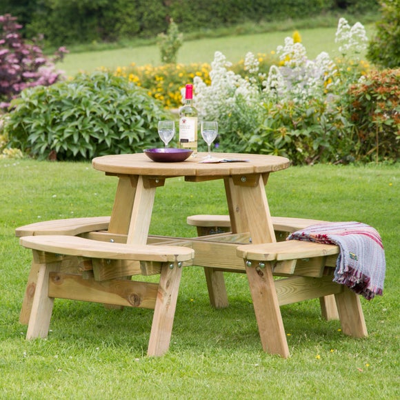 Katie Wooden Round Picnic Table - image 1