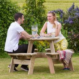 Katie Wooden Round Picnic Table - thumbnail 2
