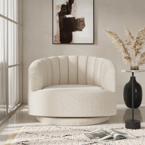 Elena Boucle Scalloped Swivel Chair - image 1