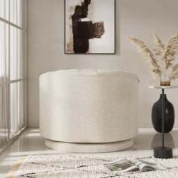Elena Boucle Scalloped Swivel Chair - thumbnail 2