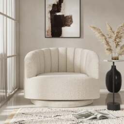 Elena Boucle Scalloped Swivel Chair - thumbnail 1