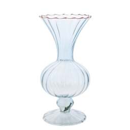 Hestia Ribbed Glass Pink Rimmed Vase