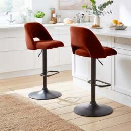 Jonas Adjustable Height Bar Stool, Velvet - thumbnail 2