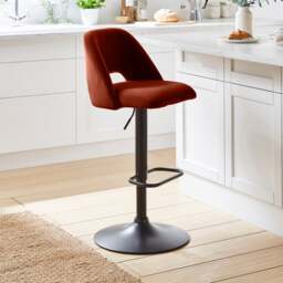 Jonas Adjustable Height Bar Stool, Velvet - thumbnail 1