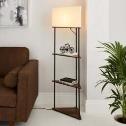 Fulton Corner Shelved Floor Lamp Rustic Pine - thumbnail 1