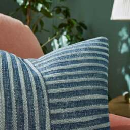 Woven Two Directional Stripe Cotton Square Cushion - thumbnail 3
