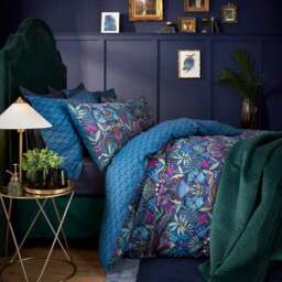 Lucille Navy 100% Cotton Duvet Cover & Pillowcase Set - thumbnail 2