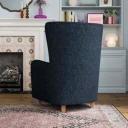 Estelle Basketweave Boucle High Back Winged Armchair - thumbnail 2