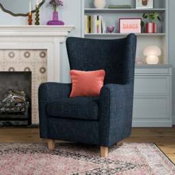 Estelle Basketweave Boucle High Back Winged Armchair - thumbnail 1