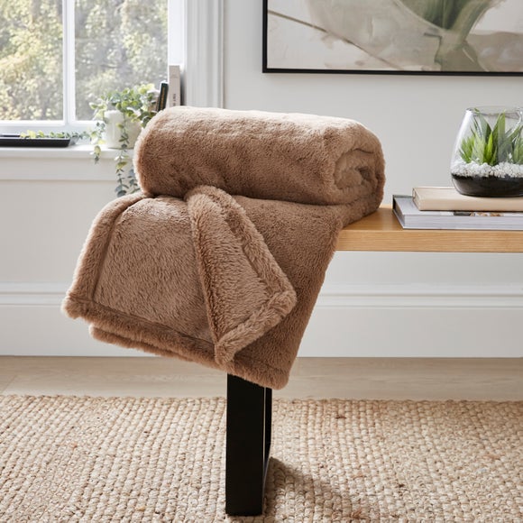 Double Sided Faux Fur Throw Blanket