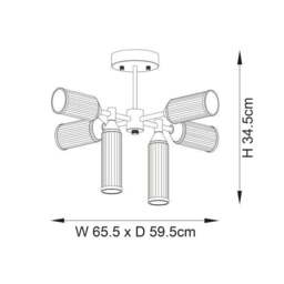 Vogue Bailey Art Deco 6 Light Semi Flush Ceiling Light - thumbnail 6