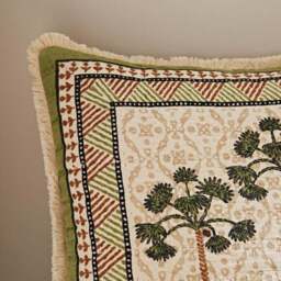 Matelasse Palm Print Cotton Cushion Cover - thumbnail 2