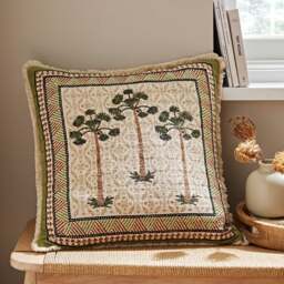 Matelasse Palm Print Cotton Cushion Cover