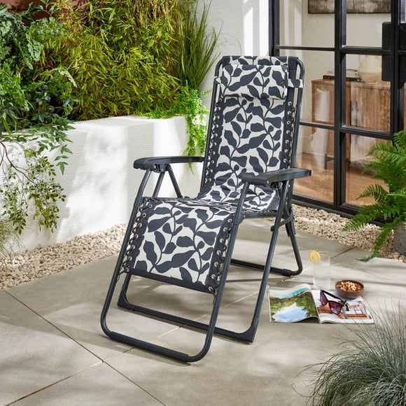 Folia Print Padded Reclining Sun Lounger Chair - image 1