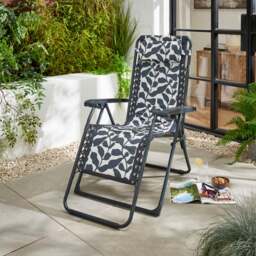 Folia Print Padded Reclining Sun Lounger Chair - thumbnail 1