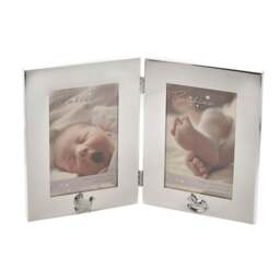 Bambino Silver Plated Double Photo Frame - thumbnail 1