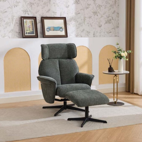 Gretna Chenille Swivel Chair with Footstool - image 1