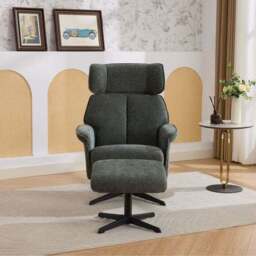 Gretna Chenille Swivel Chair with Footstool - thumbnail 3