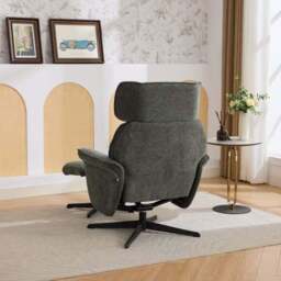 Gretna Chenille Swivel Chair with Footstool - thumbnail 4