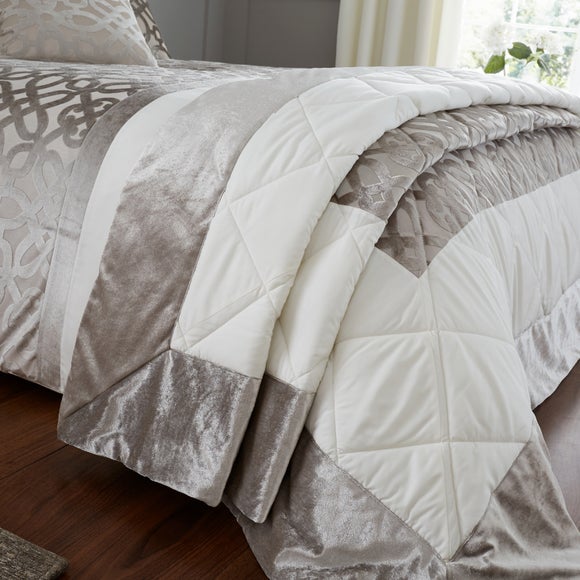 Catherine Lansfield Natural Lattice Cut Velvet Bedspread - image 1