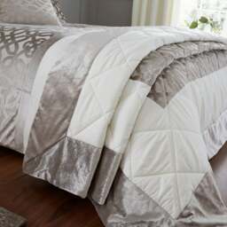 Catherine Lansfield Natural Lattice Cut Velvet Bedspread - thumbnail 1