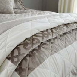 Catherine Lansfield Natural Lattice Cut Velvet Bedspread - thumbnail 2