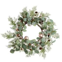 Artificial Eucalyptus & Bronze Bauble Wreath - thumbnail 3