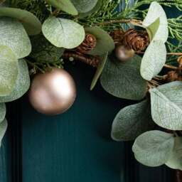 Artificial Eucalyptus & Bronze Bauble Wreath - thumbnail 2