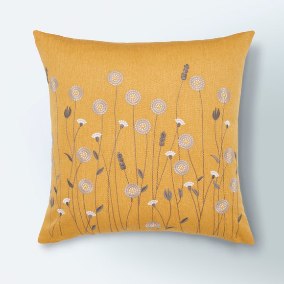 Scandi Floral Ochre Cushion Cover - image 1
