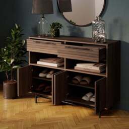 Bryant Hallway Console Table with Shoe Storage, Mango Wood Effect - thumbnail 2