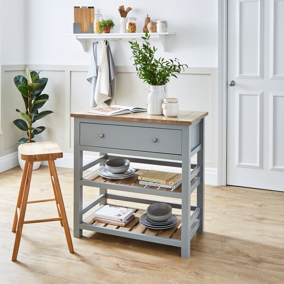 Olney Compact Kitchen Island, Grey by Dunelm | ufurnish.com