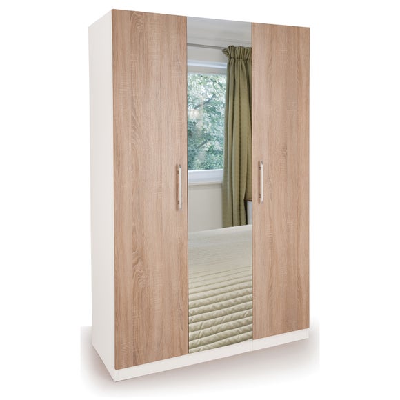 Euston Triple Wardrobe, White & Mirrored - image 1