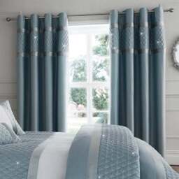 Catherine Lansfield Sequin Cluster Eyelet Curtains - thumbnail 2