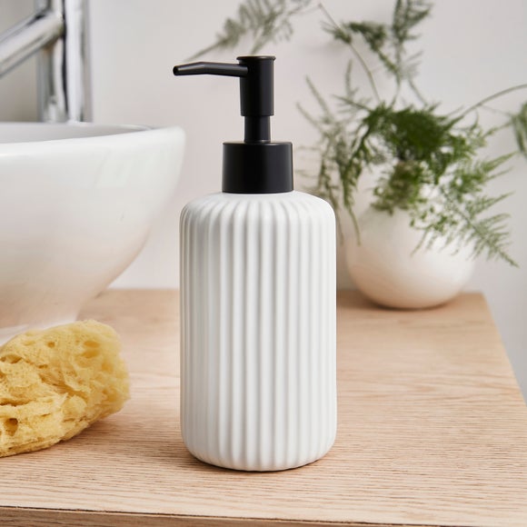 Ceramic Ribbed Soap Dispenser - image 1