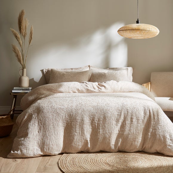 Kingham Leaves Cream Duvet Cover and Pillowcase Set