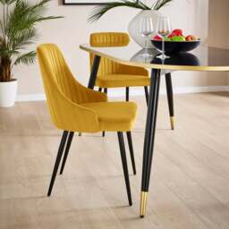 Shea Set of 2 Dining Chairs, Velvet - thumbnail 1