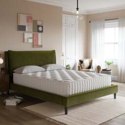 Skylar Velvet Pillow Back Bed Frame - thumbnail 1