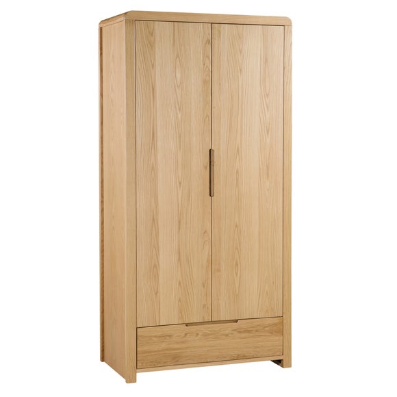 Curve Double 1 Drawer Wardrobe, Oak - image 1