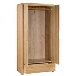 Curve Double 1 Drawer Wardrobe, Oak - thumbnail 3