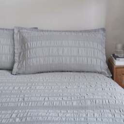 Woven Brixham Seersucker Cotton Oxford Pillowcase - thumbnail 1